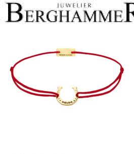 Filo Armband Textil Rot Hufeisen 925 Silber gelbgold vergoldet 21202110