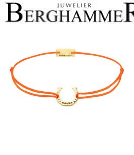 Filo Armband Textil Neon-Orange Hufeisen 925 Silber gelbgold vergoldet 21202133