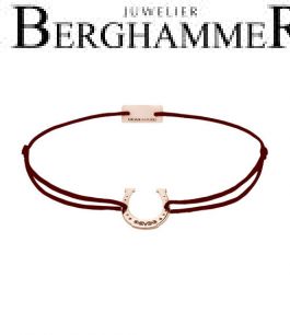 Filo Armband Textil Braun Hufeisen 925 Silber roségold vergoldet 21202141