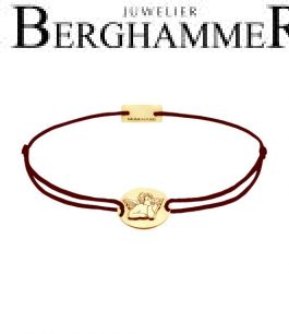 Filo Armband Textil Braun Schutzengel 925 Silber gelbgold vergoldet 21202189