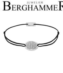 Filo Armband Textil Schwarz Lebensblume 925 Silber rhodiniert 21202303