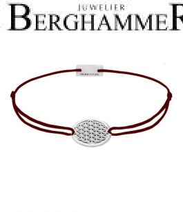 Filo Armband Textil Braun Lebensblume 925 Silber rhodiniert 21202309