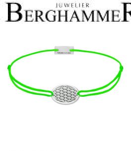 Filo Armband Textil Neon-Grün Lebensblume 925 Silber rhodiniert 21202320