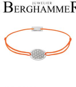 Filo Armband Textil Neon-Orange Lebensblume 925 Silber rhodiniert 21202325