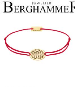 Filo Armband Textil Rot Lebensblume 925 Silber gelbgold vergoldet 21202326