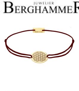 Filo Armband Textil Braun Lebensblume 925 Silber gelbgold vergoldet 21202333
