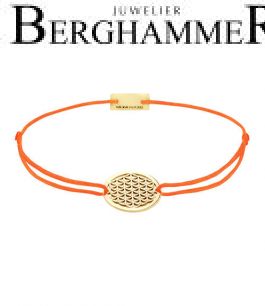 Filo Armband Textil Neon-Orange Lebensblume 925 Silber gelbgold vergoldet 21202349