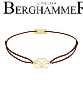 Filo Armband Textil Braun Lotus 925 Silber gelbgold vergoldet 21202413