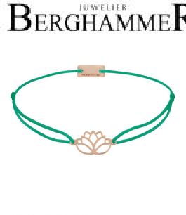 Filo Armband Textil Grasgrün Lotus 925 Silber roségold vergoldet 21202447