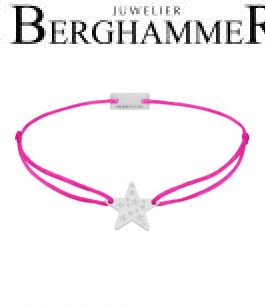 Filo Armband Textil Neon-Pink Stern 925 Silber rhodiniert 21202548