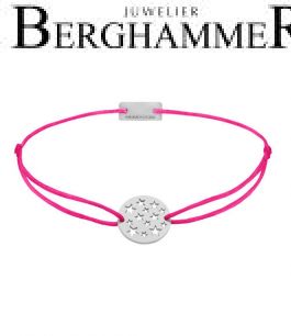 Filo Armband Textil Neon-Pink Sterne 925 Silber rhodiniert 21202620
