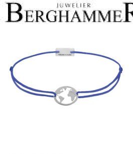 Filo Armband Textil Blitzblau Weltkugel 925 Silber rhodiniert 21203255