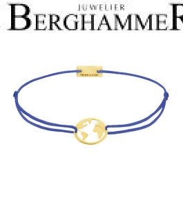 Filo Armband Textil Blitzblau Weltkugel 925 Silber gelbgold vergoldet 21203279