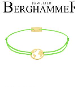 Filo Armband Textil Neon-Grün Weltkugel 925 Silber gelbgold vergoldet 21203283