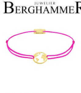 Filo Armband Textil Neon-Pink Weltkugel 925 Silber gelbgold vergoldet 21203287