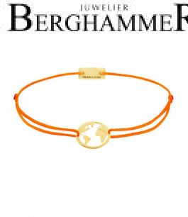Filo Armband Textil Neon-Orange Weltkugel 925 Silber gelbgold vergoldet 21203288