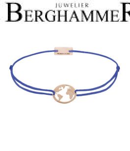 Filo Armband Textil Blitzblau Weltkugel 925 Silber roségold vergoldet 21203303