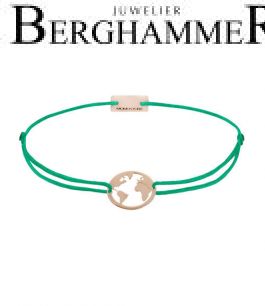 Filo Armband Textil Grasgrün Weltkugel 925 Silber roségold vergoldet 21203306