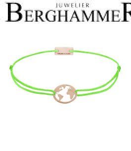 Filo Armband Textil Neon-Grün Weltkugel 925 Silber roségold vergoldet 21203307
