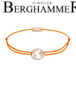 Filo Armband Textil Neon-Orange Weltkugel 925 Silber roségold vergoldet 21203312