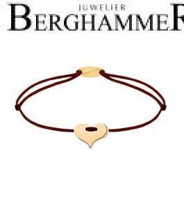 Filo Armband Textil Braun Herz 750 Gold gelbgold 21203348