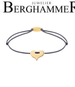 Filo Armband Textil Grau-Lila Herz 750 Gold gelbgold 21203349
