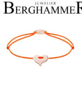 Filo Armband Textil Neon-Orange Herz 750 Gold roségold 21203386