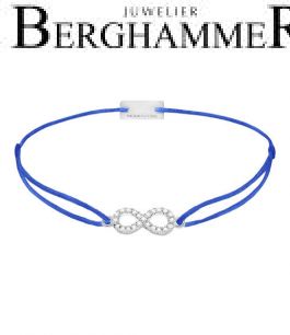Filo Armband Textil Blitzblau Infinity 925 Silber rhodiniert 21203520