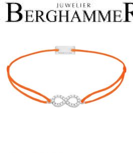 Filo Armband Textil Neon-Orange Infinity 925 Silber rhodiniert 21203529