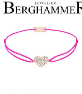 Filo Armband Textil Neon-Pink Herz Pavé 925 Silber roségold vergoldet 21203645