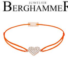 Filo Armband Textil Neon-Orange Herz Pavé 925 Silber roségold vergoldet 21203646