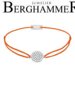 Filo Armband Textil Neon-Orange Kreis Pavé 925 Silber rhodiniert 21203670