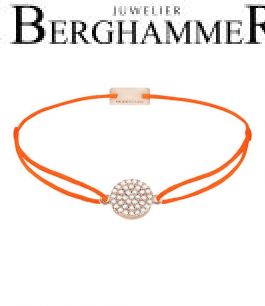 Filo Armband Textil Neon-Orange Kreis Pavé 925 Silber roségold vergoldet 21203694