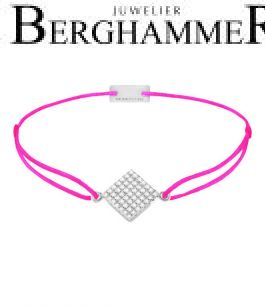 Filo Armband Textil Neon-Pink Quadrat Pavé 925 Silber rhodiniert 21203717
