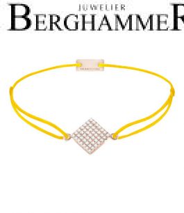 Filo Armband Textil Gelb Quadrat Pavé 925 Silber roségold vergoldet 21203724