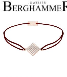 Filo Armband Textil Braun Quadrat Pavé 925 Silber roségold vergoldet 21203726