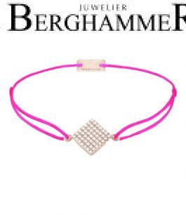 Filo Armband Textil Neon-Pink Quadrat Pavé 925 Silber roségold vergoldet 21203741