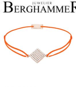 Filo Armband Textil Neon-Orange Quadrat Pavé 925 Silber roségold vergoldet 21203742