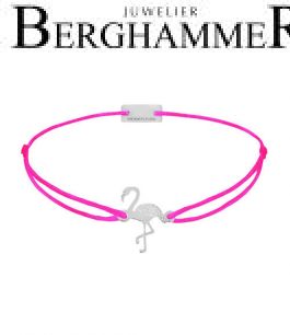 Filo Armband Textil Neon-Pink Flamingo 925 Silber rhodiniert 21203770