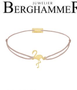 Filo Armband Textil Beige Flamingo 925 Silber gelbgold vergoldet 21203777