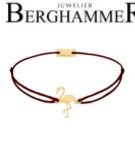 Filo Armband Textil Braun Flamingo 925 Silber gelbgold vergoldet 21203778