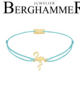 Filo Armband Textil Hellblau Flamingo 925 Silber gelbgold vergoldet 21203784