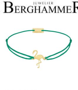 Filo Armband Textil Grasgrün Flamingo 925 Silber gelbgold vergoldet 21203788