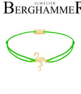 Filo Armband Textil Neon-Grün Flamingo 925 Silber gelbgold vergoldet 21203789