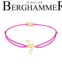 Filo Armband Textil Neon-Pink Flamingo 925 Silber gelbgold vergoldet 21203793