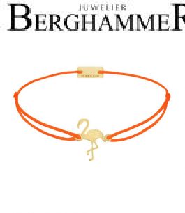 Filo Armband Textil Neon-Orange Flamingo 925 Silber gelbgold vergoldet 21203794