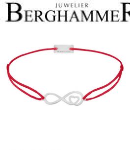 Filo Armband Textil Rot Infinity-Herz 925 Silber rhodiniert 21203820