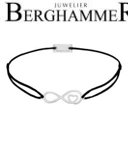Filo Armband Textil Schwarz Infinity-Herz 925 Silber rhodiniert 21203821