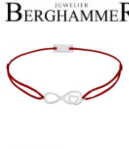 Filo Armband Textil Weinrot Infinity-Herz 925 Silber rhodiniert 21203824