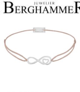 Filo Armband Textil Beige Infinity-Herz 925 Silber rhodiniert 21203826